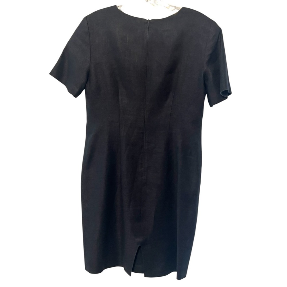 Carole Little Petite Black Linen Embroidered Dress 6P - Picture 6 of 9